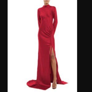 LaPointe satin bias tab gown with slit